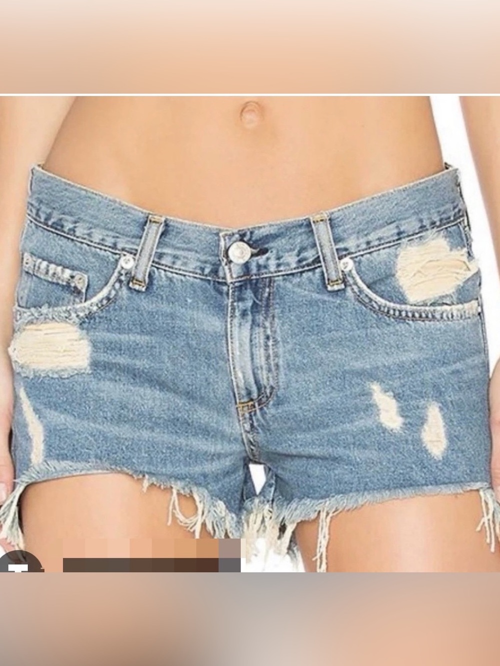 rag & bone Women's Frayed Hem Distressed Denim Shorts - Blue